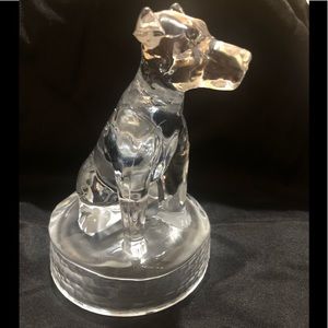 Cristal D'Arques Lead Crystal Glass Dog Figurine on Frosted  base 5 1/2”